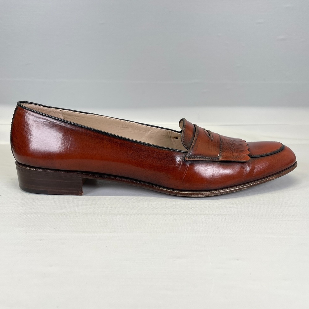 Vtg Salvatore Ferragamo Kiltie Penny Loafers Womens Size 8.5 AAAA Brown Leather